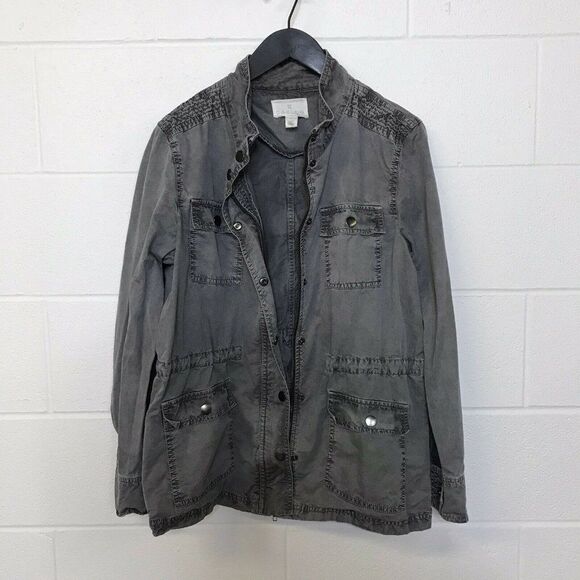 CASLON Women’s Utility Jacket Gray Wash 4 Pockets Casual Long Sleeve Siz… - Picture 11 of 14